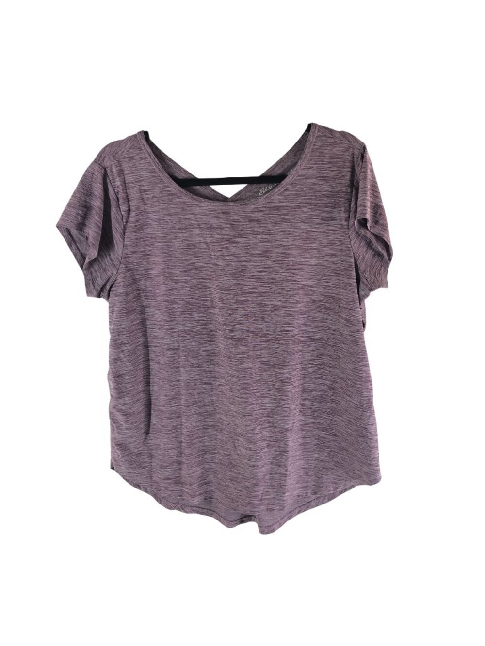 Eddie Bauer Womens Purple Heather V-Neck Short Sleeve Top Size M Soft Stretch